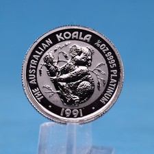 Australien 15 $ 1991 Koala 1/10 oz Platin 999.5  Vz
