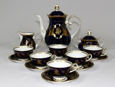 REICHENBACH - Service MOKKASERVICE 6 Pers. - BAROCK - Kobaltblau Gold BROKAT