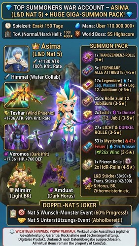 Summoners war account - summoners, starter