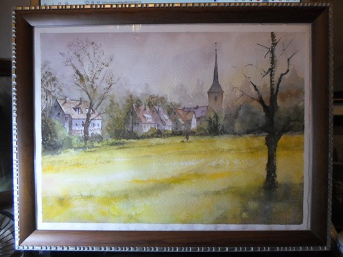 Rapsfeld vor dem dorf - dorf,