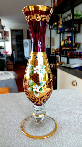 Glas vase bohemia gold und - -,