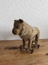 Steiff Löwe auf Rädern, Vorkrieg Um 1910, Mit Knopf