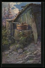 Künstler-AK Fritz Reiss: Schwarzwald-Quellen Nr. 2, Brunnen mit Holzzuber am Sc 