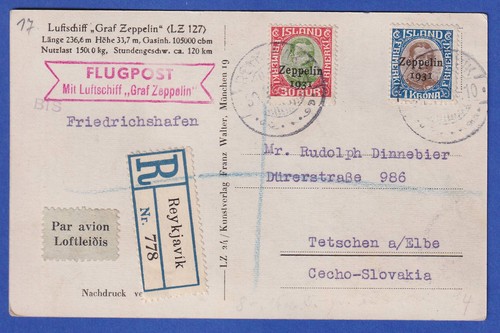 Island 1931 zeppelin post - island,