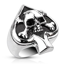 Pik Ass Totenkopf Ring Herren