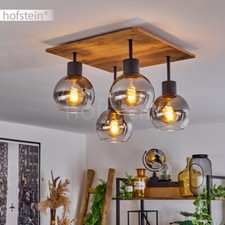 Ess Wohn Schlaf Zimmer Raum Lampen modern Decken Leuchten Rauchglas Holzoptik