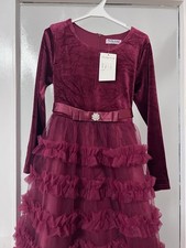 Dunkelrot festkleid Kinder Mädchen Weihnachtskleid Hochzeitskleid Gr 134-140