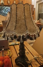 Tischlampe mit Schirm Schweineblase Lampe Bronze oder Messing  6,5kg schwer 