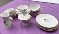 Rosenthal Porzellan Teeservice Shadow Rose 6 Tassen & Untertassen, Milchkännchen, Zuckerdose