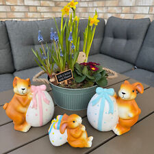 Osterhase - Hasenfamilie mit bunten Eiern - Deko Ostern Frühling Gartenfiguren