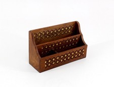 Holz Vintage Briefhalter 3 Fächer Schreibtisch Organizer H 15,5x B 26 cm (N)