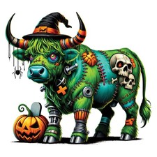 3x Halloween Highland cow car