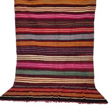 Alter Vintage Teppich Marokkanisch Handarbeit Berber Kelim Rug Gestreift Azil...