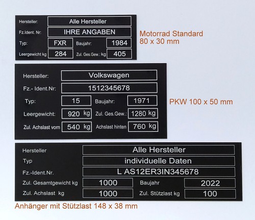 Aufkleber alu typenschild - od.,
