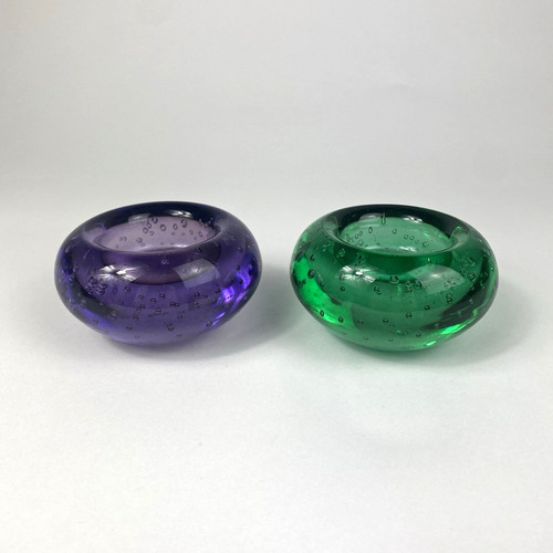 Runde glas kerzenständer - 2x,