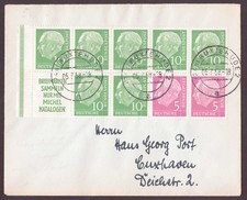 Heftchenblatt Mi. 4 und 5 Heuss  auf 2 Briefe