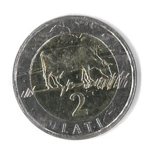 2 Lati Münze - Lettland- 1999 - Motiv: Kuh .....