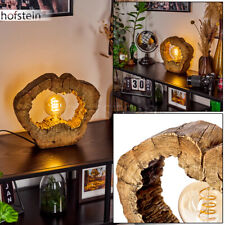 Lese Leuchte Holzoptik Nacht Tisch Lampe Schlaf Wohn Ess Zimmer Raum Beleuchtung