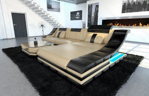 Ecksofa ledercouch sofa led - ledercouch,