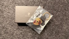 Schlüsselanhänger ORIGINAL PORSCHE METALL WAPPEN LEDER SCHWARZ