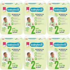 6 x 42 Windeln | babylove Windeln Premium Gr. 2 Mini 3 - 6 kg Nabelschutz