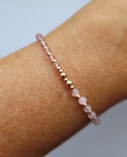 Wunderschönes Armband mit Rosenquarz + Swarovski-Components "Vintage Rose"