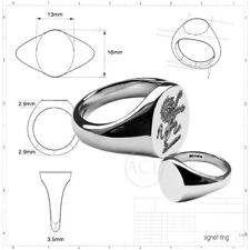 Familie Crest Signet Ring 16 x 13mm 925 UK Punziert Massiv Sterlingsilber J-Z4