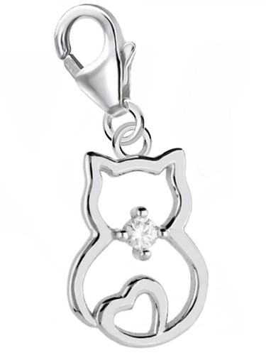 Zirkonia katze charm 925 - katze,