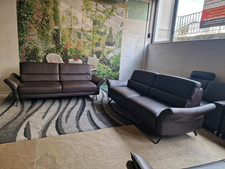 Hukla Sitzgruppe (2x 3-Sitzer) N2919 Echtleder BelVita braun, Vorziehbank