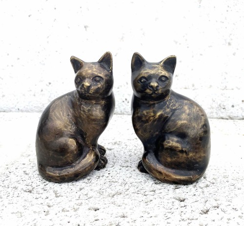 Bronzefigur 2er set katzenpaar - bronzefigur,