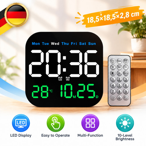 Led wanduhr digitaluhr - led, 18,5