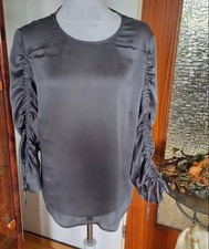 Hallhuber Bluse Gr. 42 Grau Glänzend Super Zustand