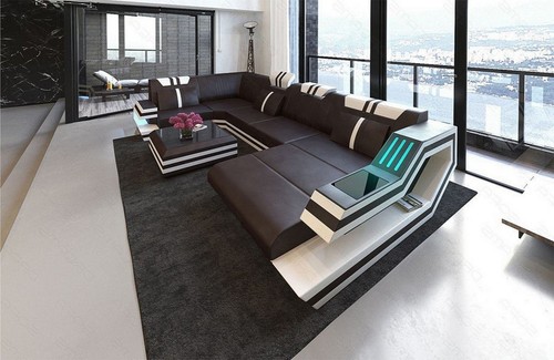 Leder wohnlandschaft sofa led - wohnlandschaft,