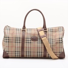 PRE-LOVED Burberry Nova Check PVC & leather 2WAY BOSTON BAG Beige
