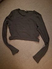 Only Damen Oberteil Bauchfrei Langarmshirt Gr. M schwarz 