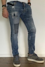 Dsquared2 Cool Guy Jean Herren Gr. 44 Blau Slim Straight Stonewashed Chain 610€