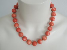 Kette Koralle Bambuskoralle Kugeln Lachsfarbe Massiv 126,9 g/Länge ca.46-49 cm