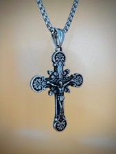 Kruzifix Jesus Christus Kreuz Anhänger Edelstahl Halskette Schmuck Biker 1A4