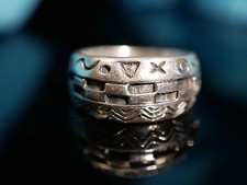 Toller 925 Silber Ring Symbole Muster X Wirbel Dreieck Geometrie Rechteck