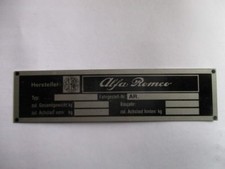 Typenschild Alfa Romeo schild ID-plate Giulia Giulietta Spider AR s93