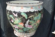 S.gr.Porz.-Fishbowl China Tiere am Lotusteich/floral Innendekor ca.25kg BM  53cm