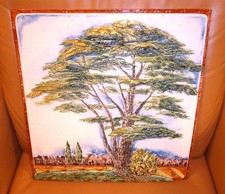 !!!! GROSSE WANDPLATTE BAUM KARLSRUHER MAJOLIKA KERAMIK !!!!