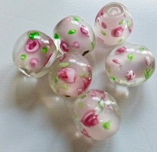 6 zarte Lampwork Perlen