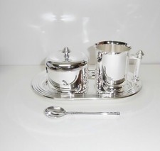 Rahmservice Milch und Zucker Set auf Tablett versilbert - neu