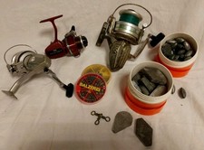 Angelrollen Konvolut 2x Shakespeare, DAM Master 1 Und Diverse Gewichte, Vintage