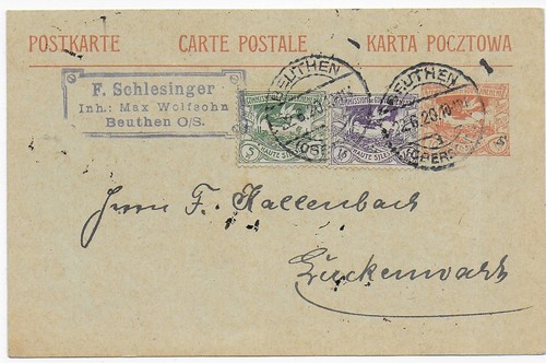 Postkarte beuthen 1920 - postkarte, beuthen/os,