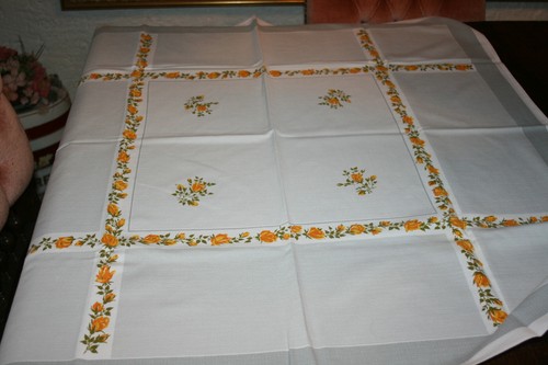 Tischdecke weiss grau gelbe - weiss,