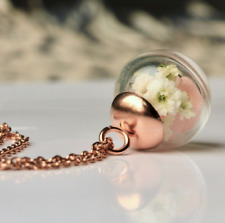 Kette Hortensie Blüten Schleierkraut rosegold Geschenkidee Frau Freundin Mutter