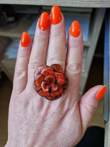 Damen echt leder ring rose - ring,