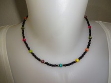kurze Halskette Rocailles & Holzperlen bunt Boho Dawanda Etsy Handarbeit